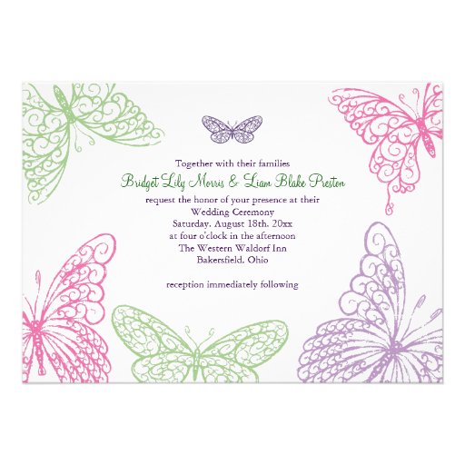 Heart's a Flutter Wedding Invitation 2