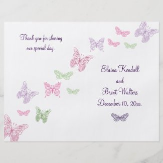 Heart's a Flutter Wedding Program Flyer
