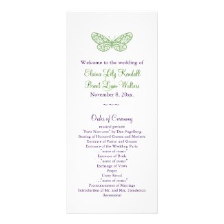 Heart's a Flutter Wedding Program in green
