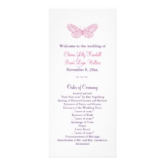 Heart's a Flutter Wedding Program in pink