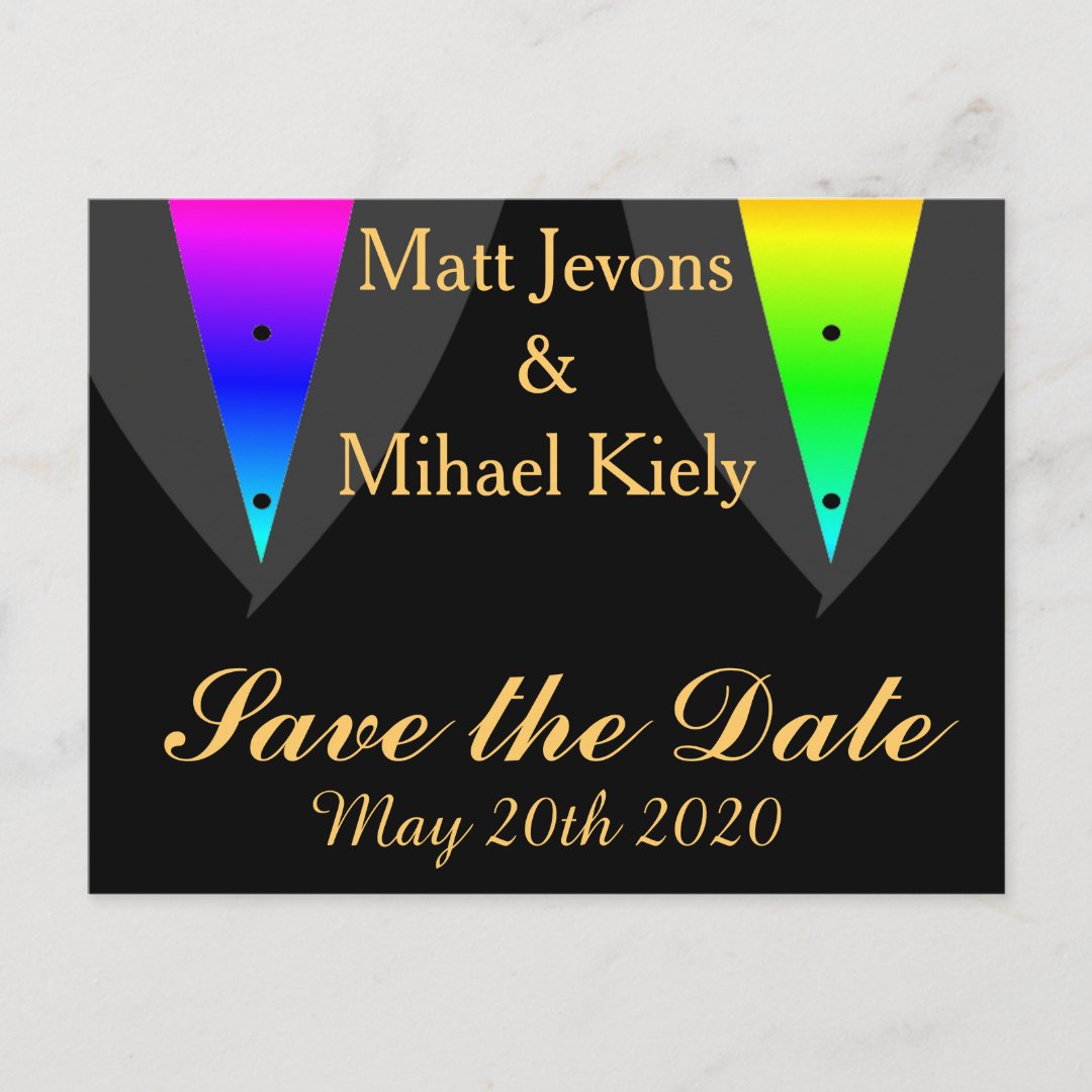 Hearts Aglow With Pride Gay Wedding Announcement Zazzle