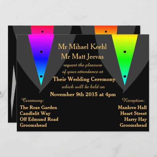 Hearts Aglow With Pride Gay Wedding Invitations Zazzle