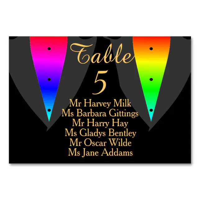 Hearts Aglow With Pride Gay Wedding Seating Card Zazzle