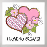 Hearts and Blossoms - Pink Polka Stars Poster