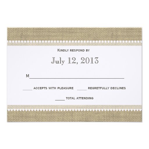 Hearts and Burlap Response Personalized Invites