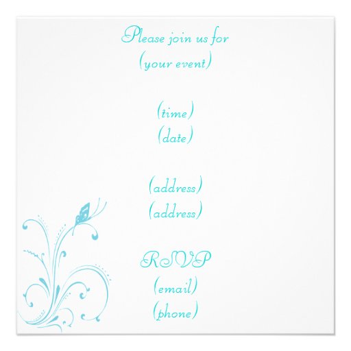Hearts and Butterflies Blue Invitation Announcemen