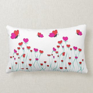 Hearts and Butterflies Valentine Love Throw Pillows