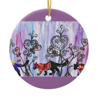 Hearts and Cats ornament