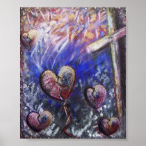 Hearts and Cross Card Size Print