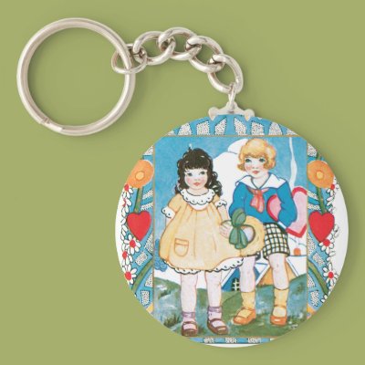 Hearts and Daisies Valentine Keychains Zazzle_keychain
