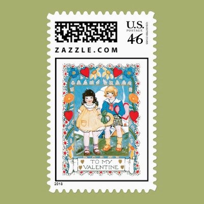 Hearts and Daisies Valentine Postage Stamp Zazzle_stamp