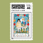 Hearts and Daisies Valentine Postage Stamp