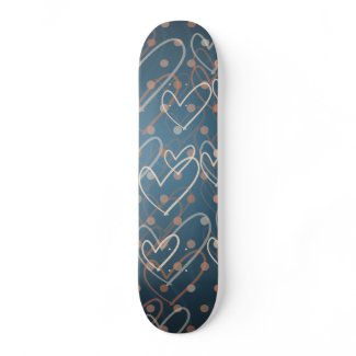 Hearts and dots background, skate