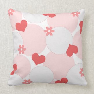 Hearts and flowers throwpillow
