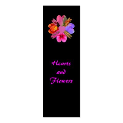 Hearts and Flowers, Bookmark Business Card Templates by SeaAngel