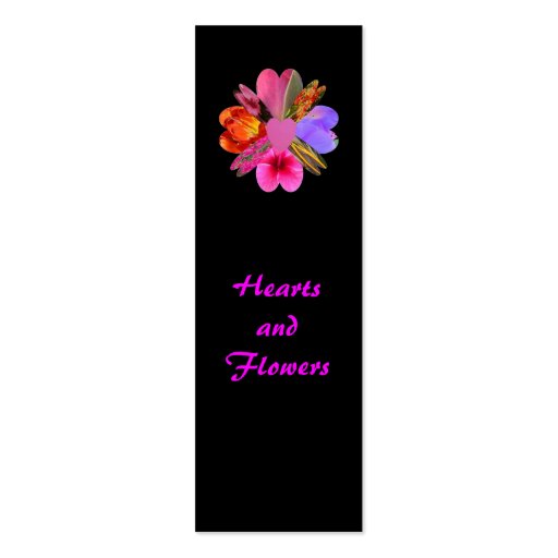 Hearts and Flowers, Bookmark Business Card Templates (front side)