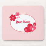Hearts and flowers mouse mat