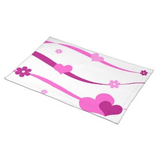 Hearts and flowers on strings placemat