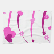 Hearts and flowers on strings kitchen towels