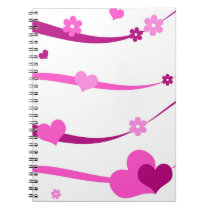 Hearts and flowers on strings notebooks