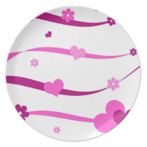 Hearts and flowers on strings plates