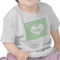 Hearts and Gingham Pastel Green Baby T-shirt