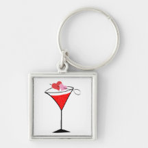 Hearts and Love Martini Keychains