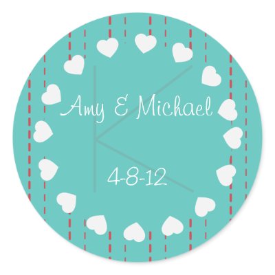 Hearts and Pinstripes Favor Label Sticker