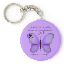 Hearts and Purple Butterfly Quote Key Chain