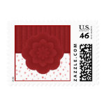Hearts and Red Damask Postage Stamp