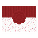 Hearts and Red Damask Postcard
