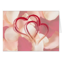 hearts and rose petals greeting card