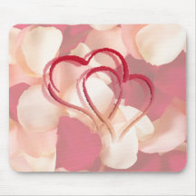hearts and rose petals mouse mat
