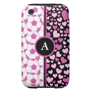 hearts and soccer tough iPhone 3 case