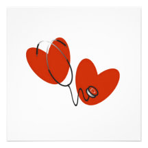 Hearts and Stethoscope T-shirts and Gifts Custom Announcements