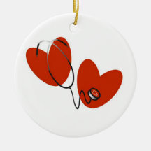 Hearts and Stethoscope T-shirts and Gifts Christmas Ornament