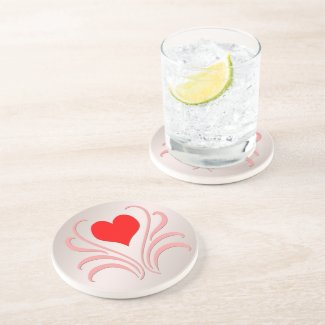 Hearts and Vines Sandstone Drink Coaster