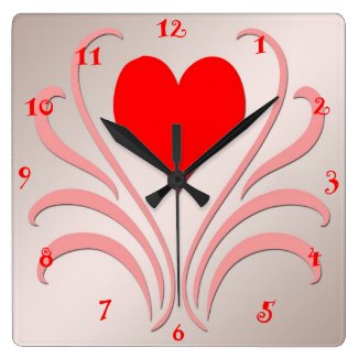 Hearts and Vines Square Wall Clock