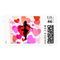 Hearts ballroom dancer postage stamps