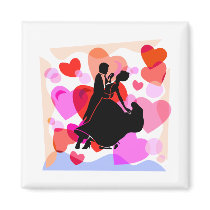 Hearts ballroom dancing fridge magnets