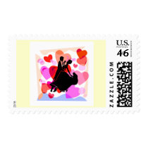 Hearts ballroom dancing postage