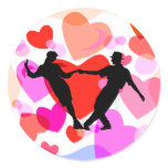 Hearts ballroom dancing round stickers