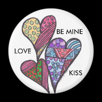 Hearts, BE MINE, LOVE, KISS Magnet