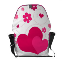 Hearts being together messenger bags