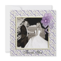 Hearts Bows Purple Photo Card invitations