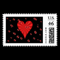 Hearts & Bubbles (Black) postage
