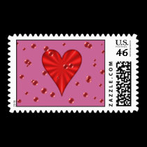 Hearts & Bubbles (M-Pink) postage