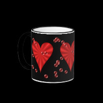 Hearts & Bubbles (on Black) mugs