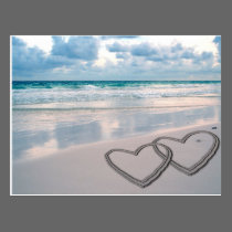 Hearts Drawn in the Sand postcards