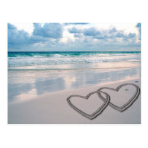 Hearts Drawn in the Sand Post Cards